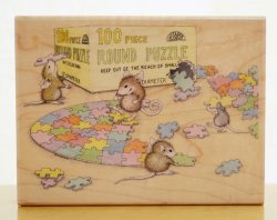画像1: パズルを楽しむネズミちゃん/輸入スタンプ
